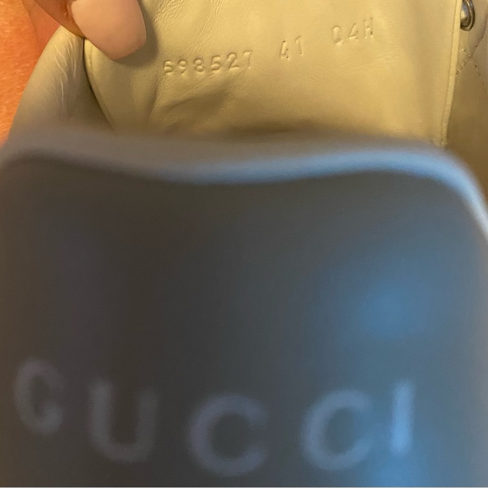 Gucci White Leather Sneakers with Gray Heel Tab - Picture 4 of 4